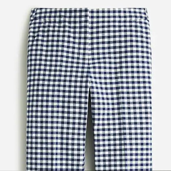 J.Crew Navy + White Gingham Plaid Kate Straight Leg Work Pants [size 14] - Picture 1 of 10